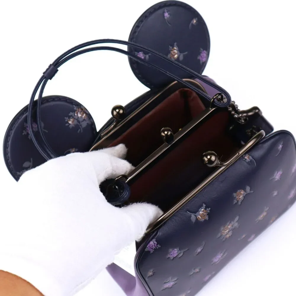NWT Coach Disney X Minnie Mouse Kisslock Bag Handbag Ears Floral Purse - Picture 12 of 12